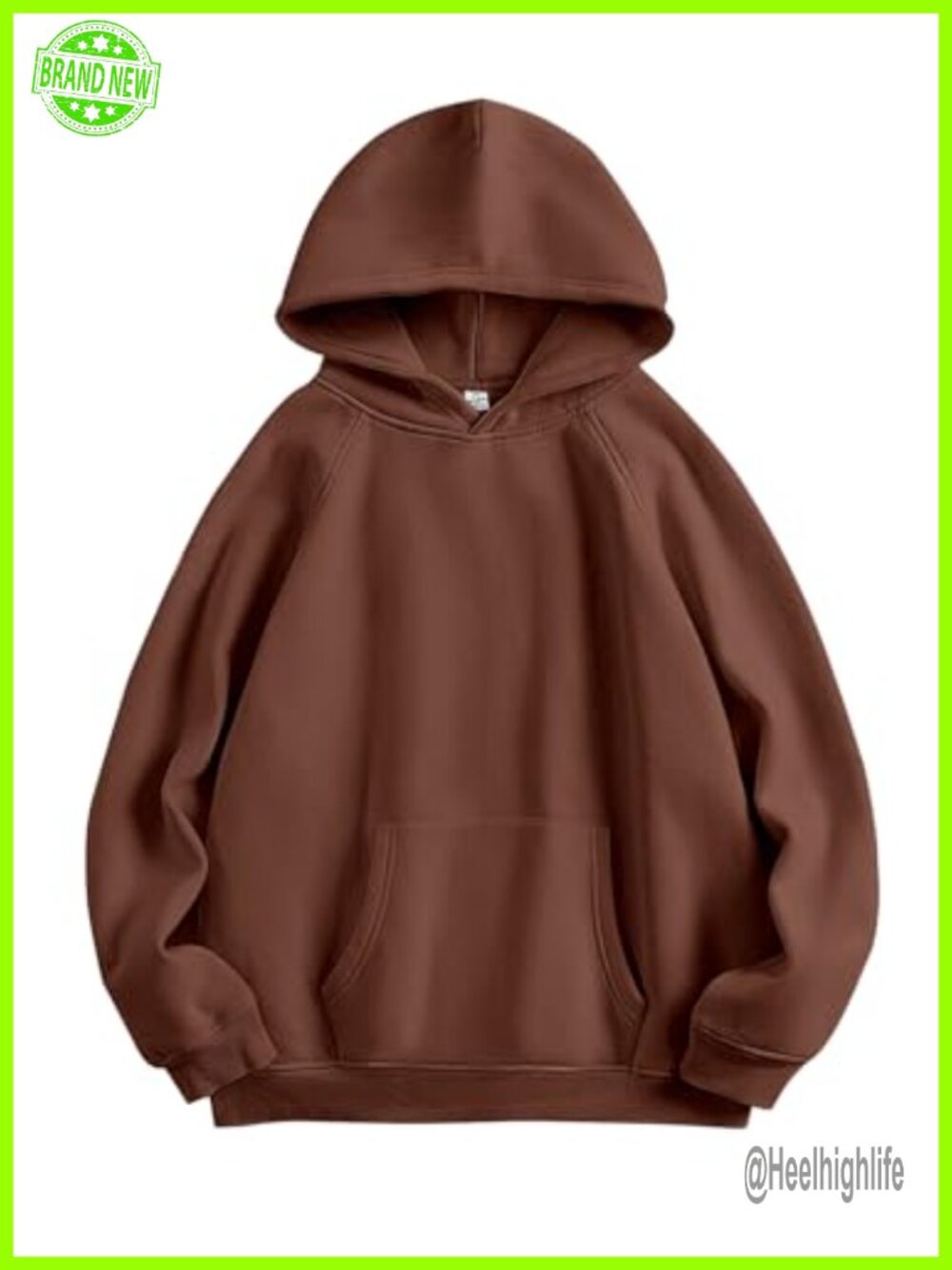 Oversized Fleece Hoodie Sweatshirt Kangaroo Pocket Drop Shoulder